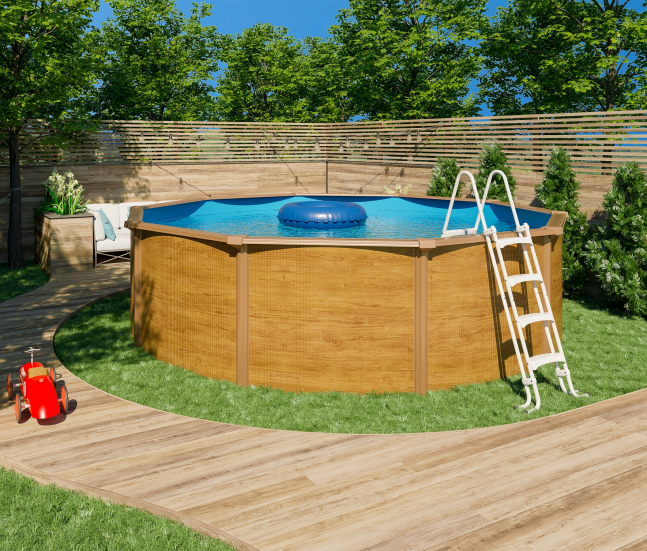 ©TRIGANO JARDIN - PISCINE HORS-SOL CANYON aspect bois format ronde